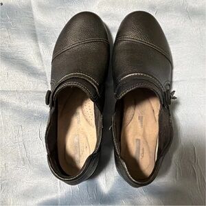 Clarks Womens Cheyn Madi Black Leather Loafers Comfort Shoes size 10